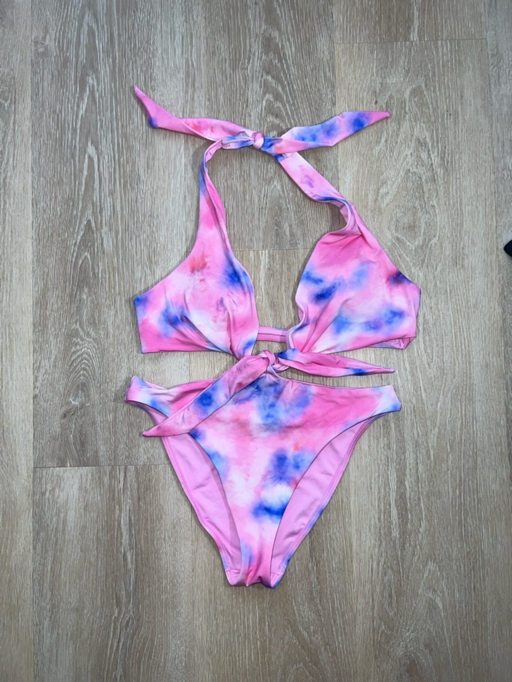 Victoria's Secret Pink and Blue Tie-Dye One-Piece Swimsuit